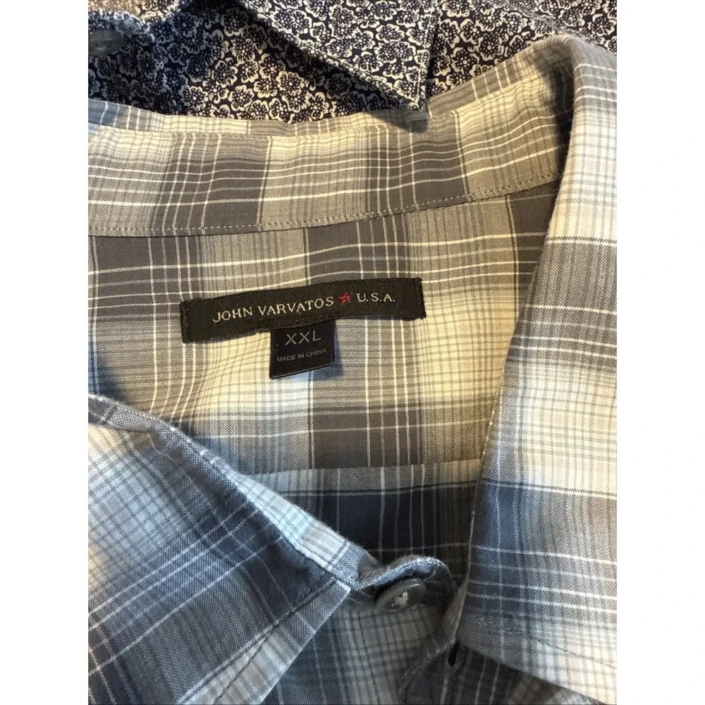 John Varvatos‎ USA Shirt Lot 3 Mens XXL Plaid Floral Button Front 26 P2P